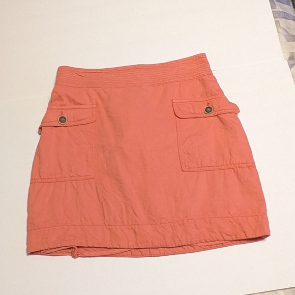 Anthropologie Utility Mini Skirt Orange Front Pockets Size 4 - Picture 3 of 8